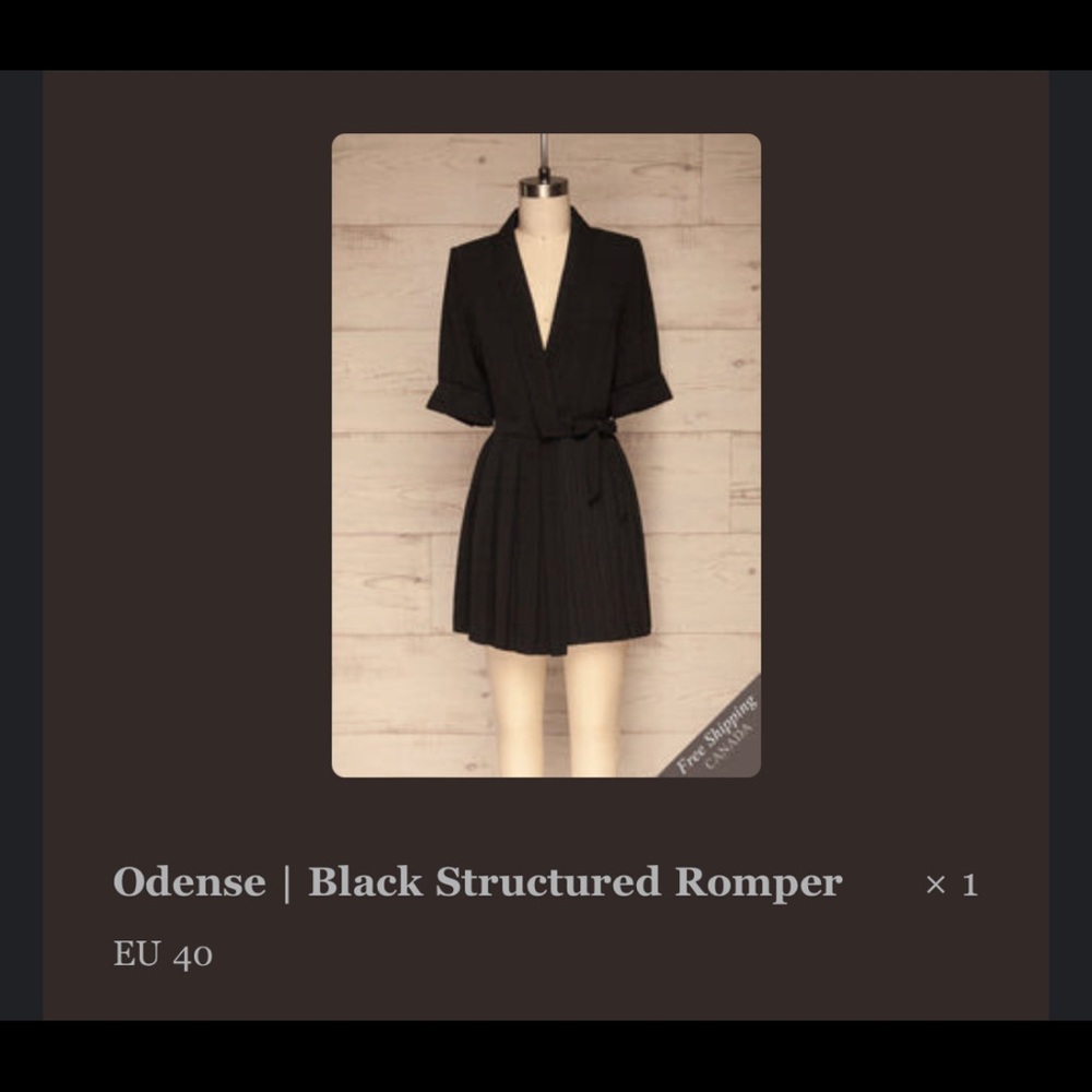 Black Structured Romper- Odense Size 40